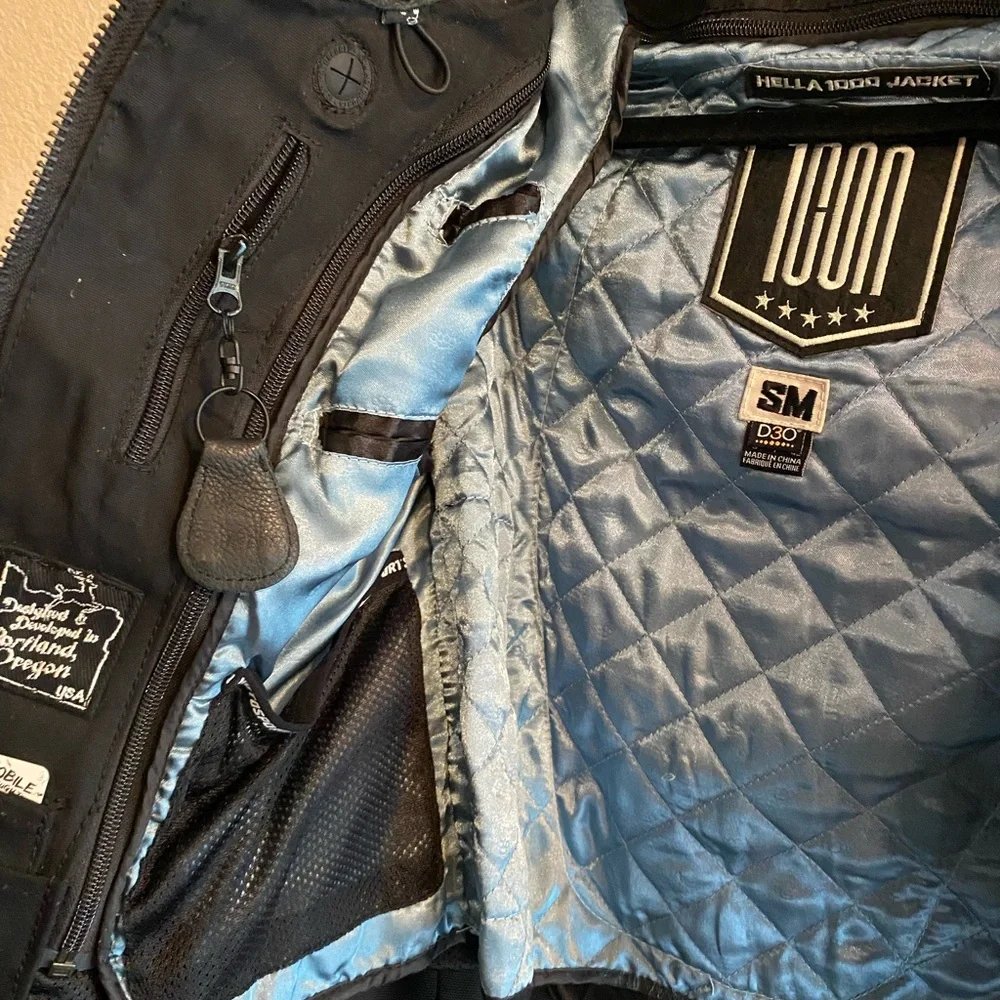 ICON Black and tan Motorcycle Jacket women’s small - Picture 3 of 16